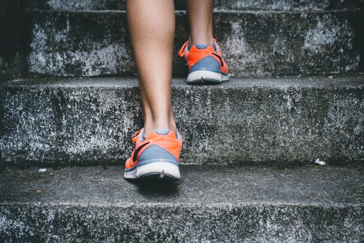 training by running up steps