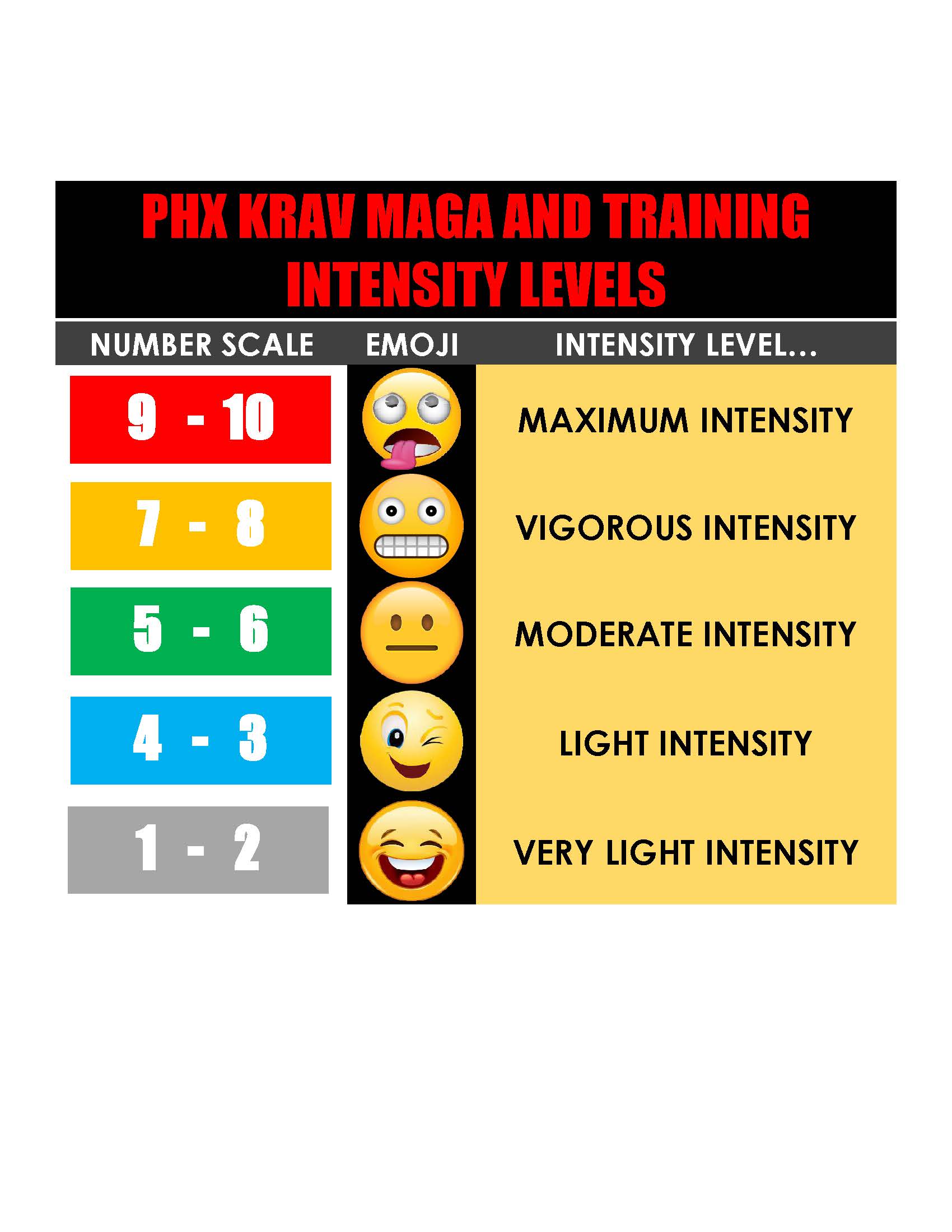 Phx Krav Maga And Training Intensity Levels PhxKravFit Phoenix Krav